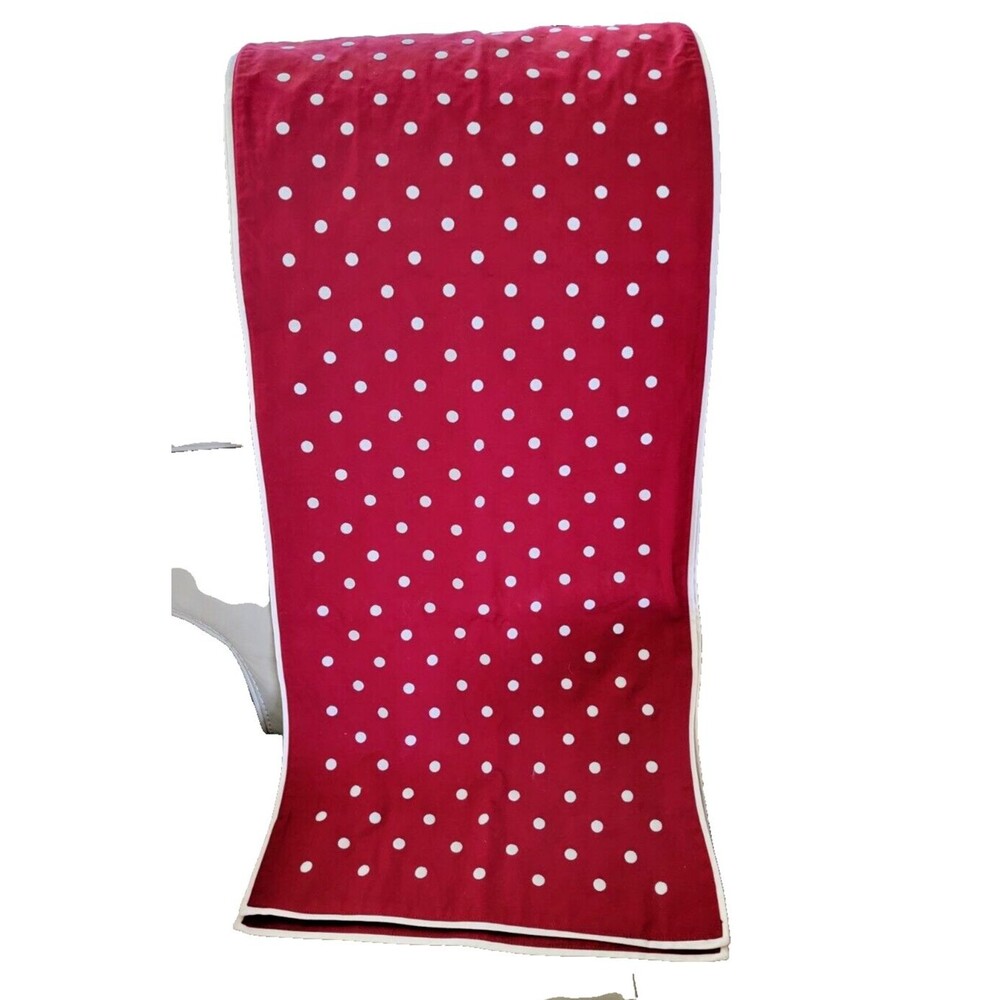 Pottery Barn Red White Polka Dot Cotton Table Runner 108" X 18"
